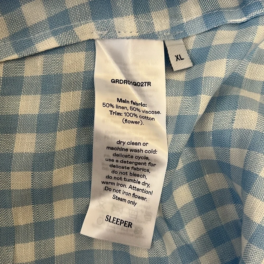 NWT SLEEPER The Genus Rosa Linen Blend Gingham Midi Dress in Blue Vichy Sz XL - Picture 5 of 15